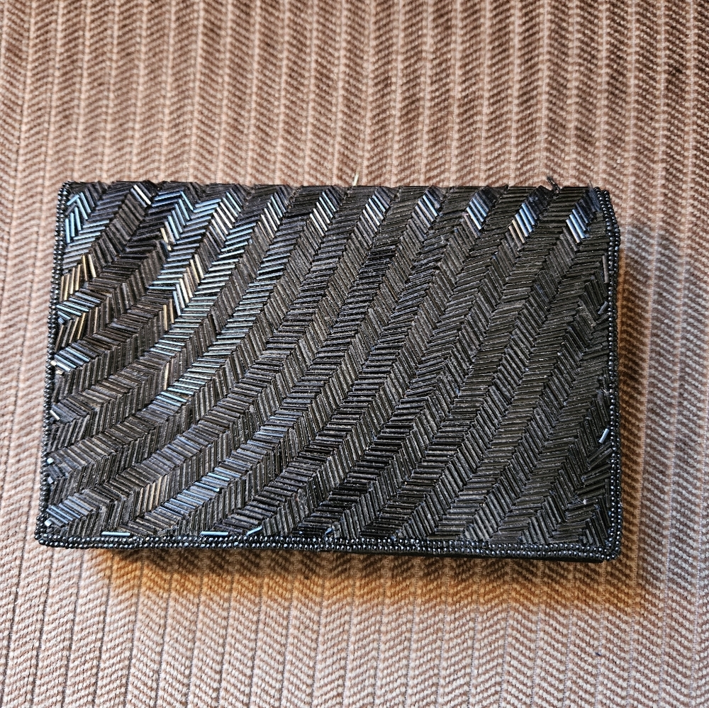 Black Beaded Clutch